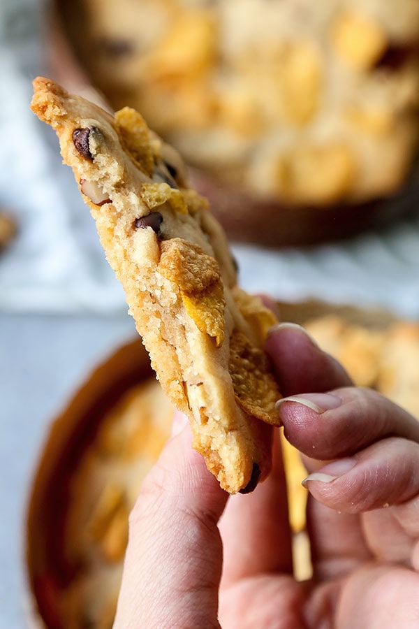 Honey Sweetened Cornflake Cookies - rice flour cookies, sugarless cookies, all natural cookies, healthy cookie recipes, Christmas cookie, Thanksgiving dessert, holiday treat, cookies and milk, chocolate chip cookie recipe | pickledplum.com