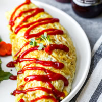 Omurice (Japanese omelette with fried rice)