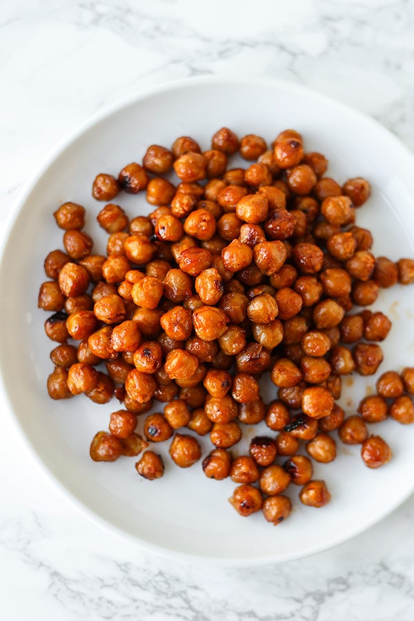 Honey Sriracha Roasted Chickpeas - Pickled Plum Food And Drinks