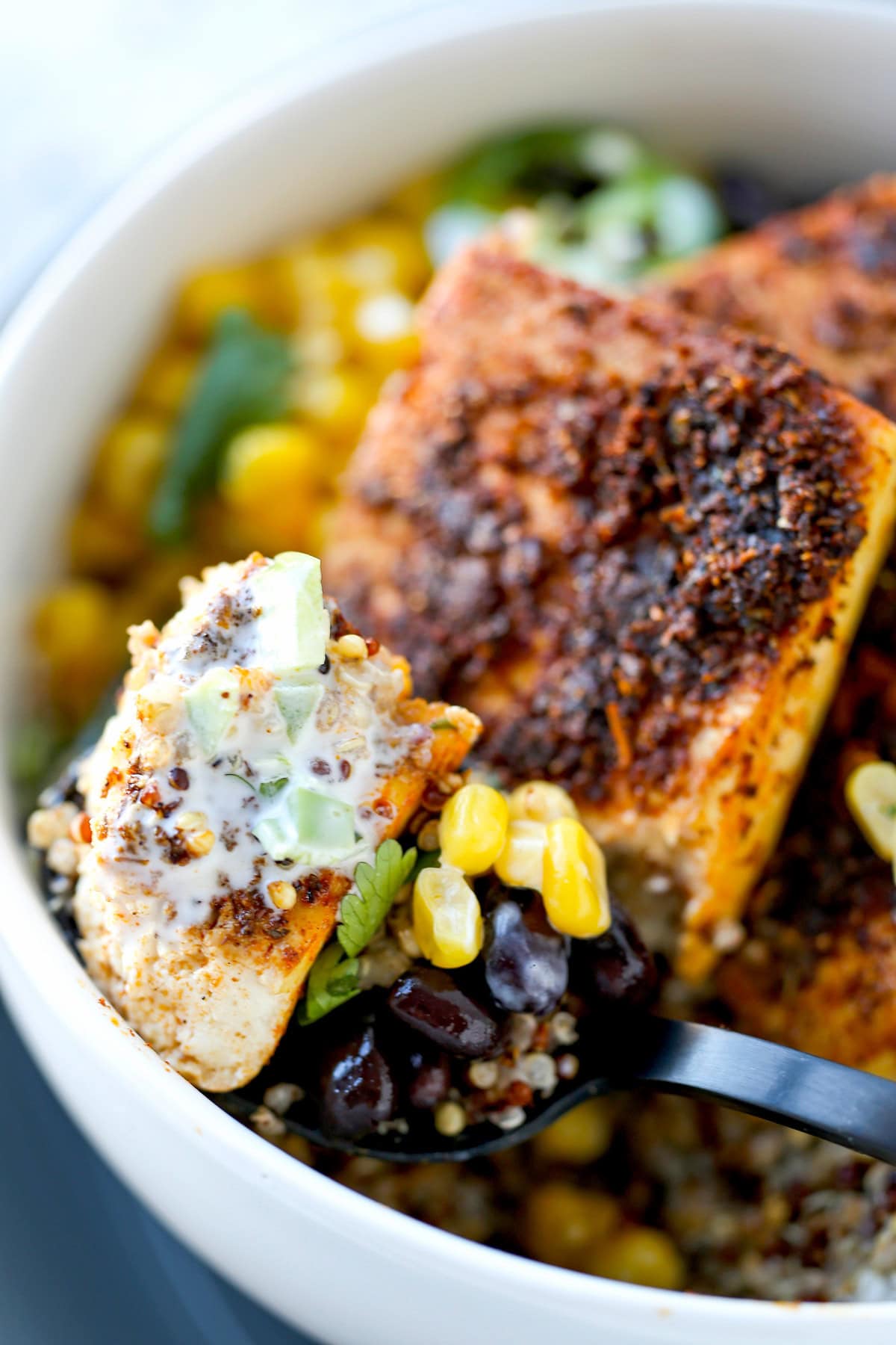 baked tofu steak bowl