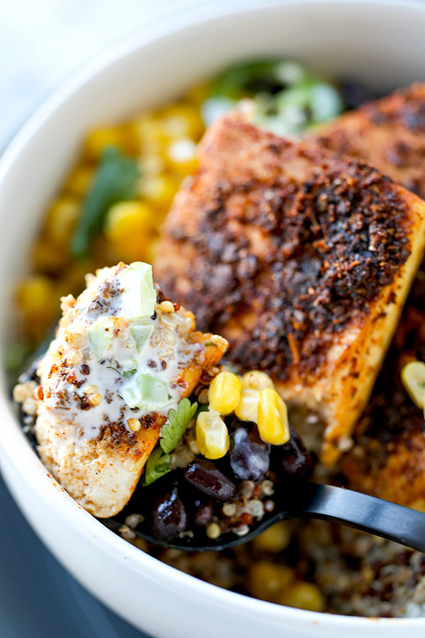 Southwestern Style Baked Tofu Steaks - a western taken on an Asian classic! plant based recipes, healthy dinner recipes, tofu recipes vegan, tofu recipes healthy, vegetarian dinner recipe | pickledplum.com