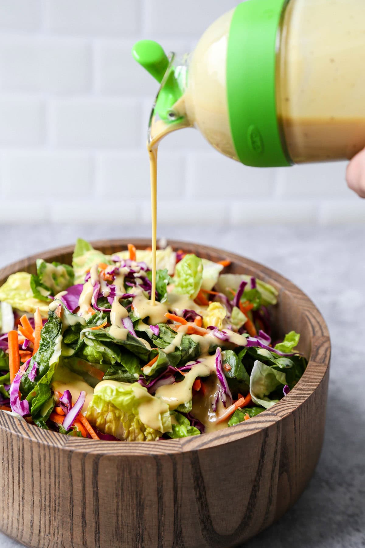 Green salad with honey mustard dressing