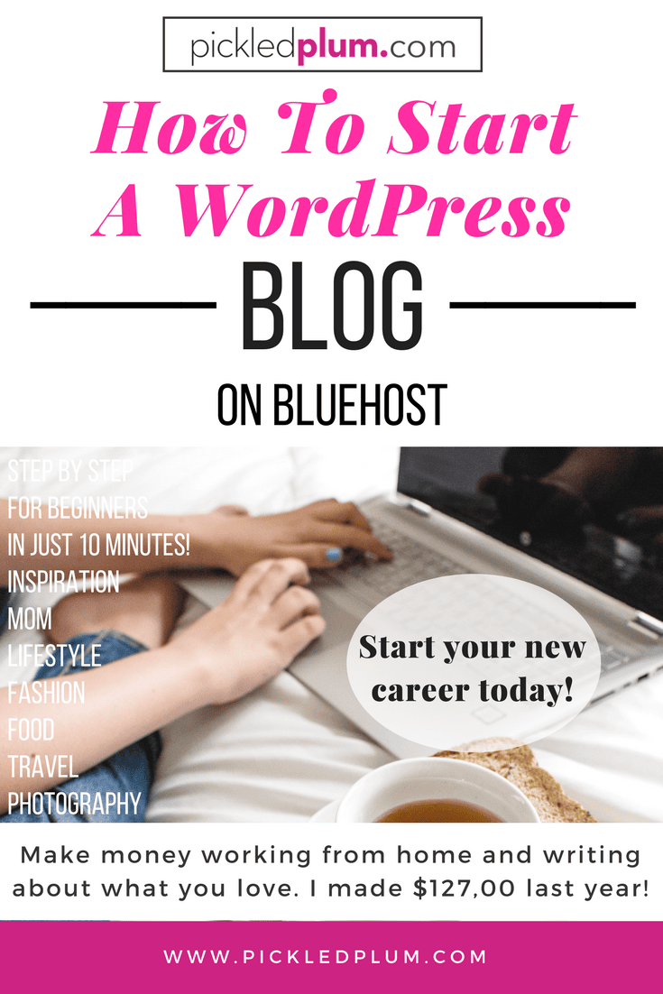 How To Start a WordPress Blog From Scratch - Everyone can make money blogging, I made $127,000 last year! Work and travel around the world making passive income & blog about food, fashion, mom stuff, etc..This is a quick, easy step by step tutorial on creating an account with Bluehost, pick a blog name (domain), start a blog with WordPress with a one click install + how to use the WordPress dashboard in just 10 minutes! + tips & ideas. #howtostartablog #startablog #workfromhome