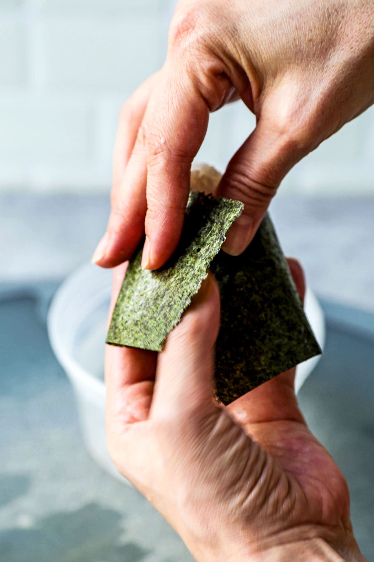 nori sheet wrapped in rice