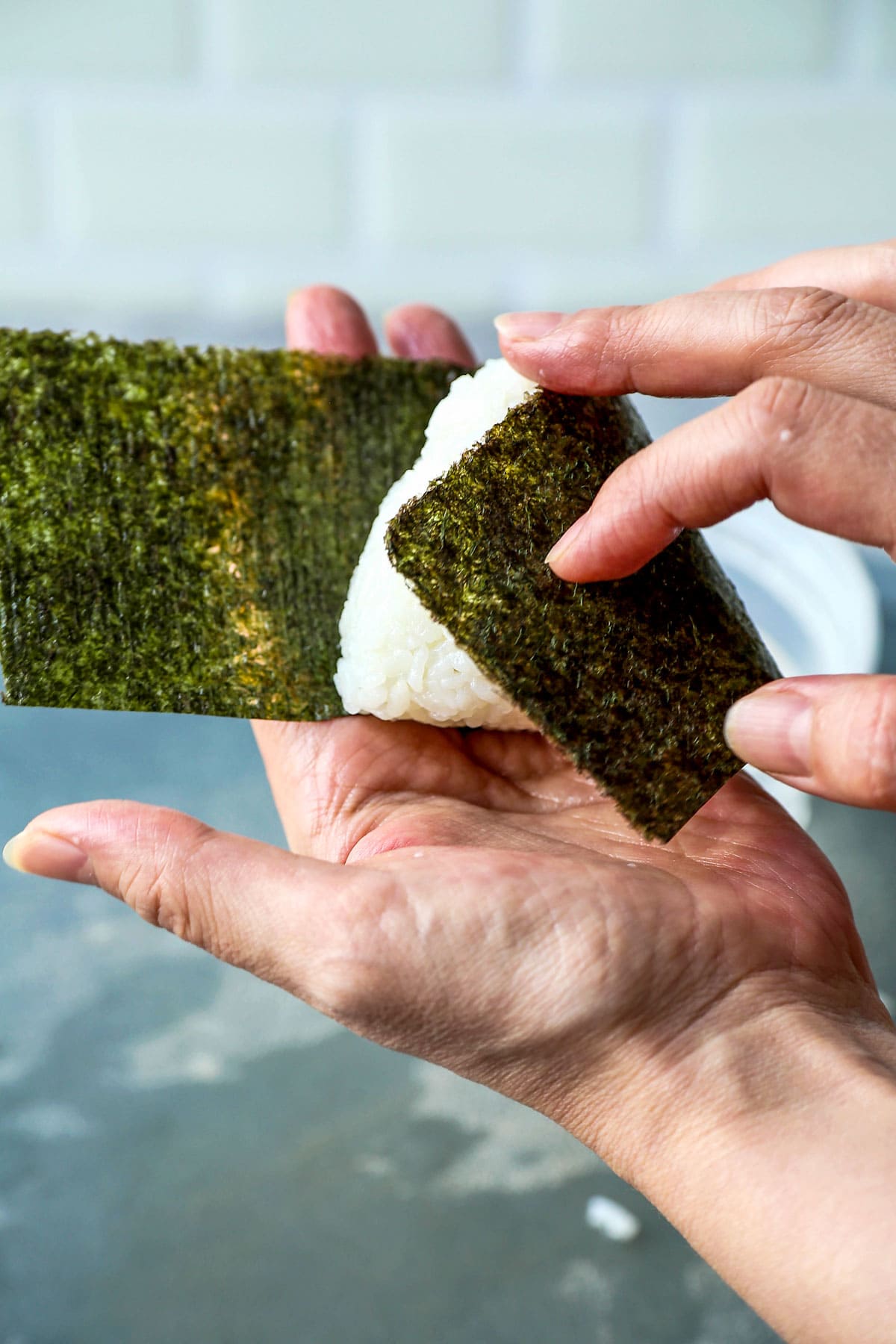 triangle rice with seaweed sheet