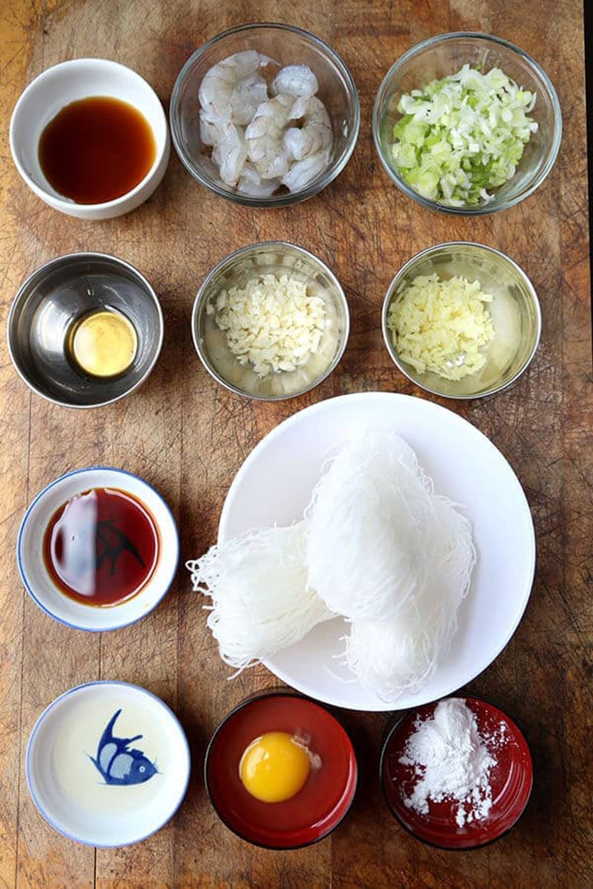 ingredients for glass noodle stir fry