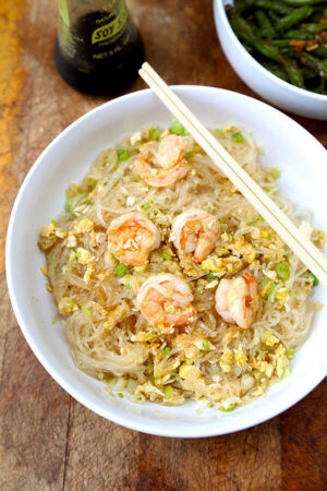 stir fried glass noodles with shrimp