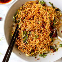 Pan fried noodles with chili crisp