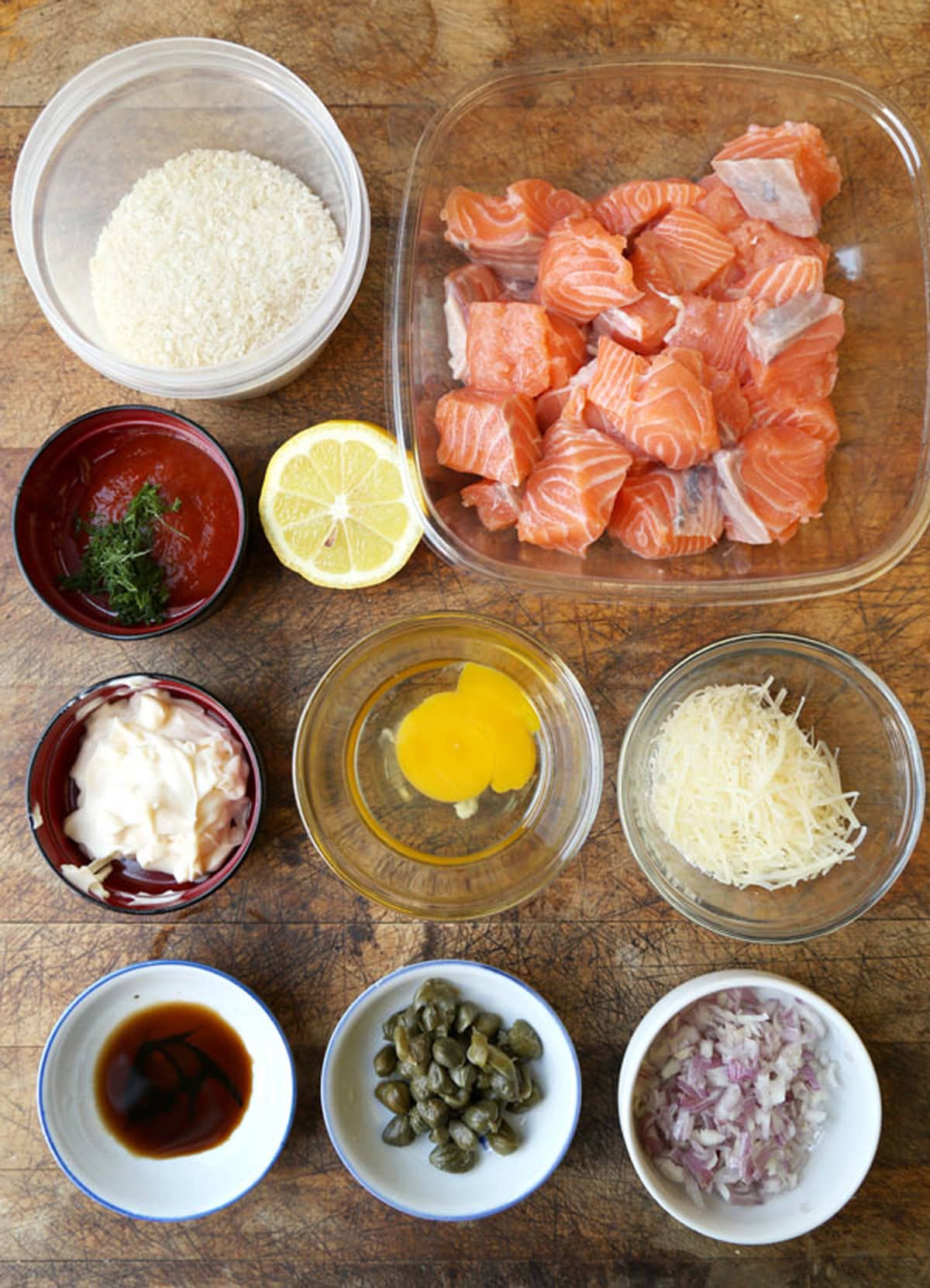 ingredients for salmon croquettes