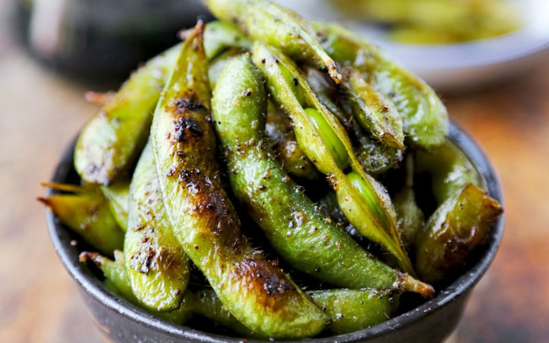 Edamame with soy and sesame oil