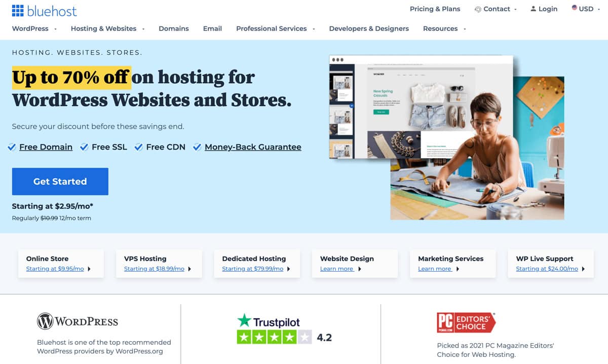 bluehost homepage