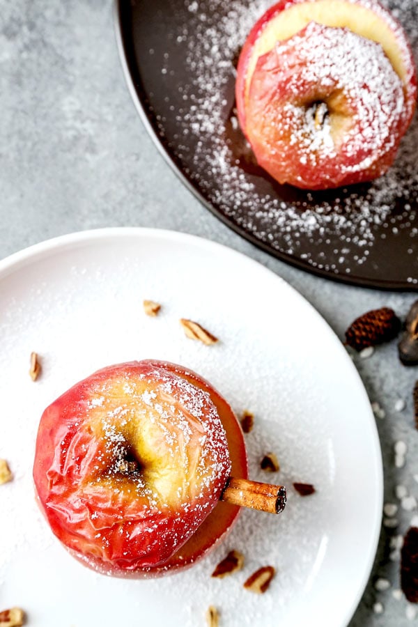 French Stuffed Baked Apples - A delicious dessert that hails from the French country side, these stuffed baked apples are sweet, tender and stuffed with nutritious ingredients. They are scrumptious! #dessertrecipes #christmasrecipes #vegetariandessert #healthydessert | pickledplum.com