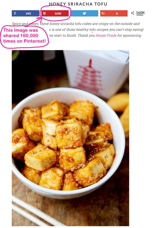 Honey Sriracha Tofu Recipe - Shared over 160,000 times on Pinterest! I doubled my traffic by using Tailwind. In this post I explained all the benefits bloggers get from using a program like Tailwind (for just $9.99 a month!)