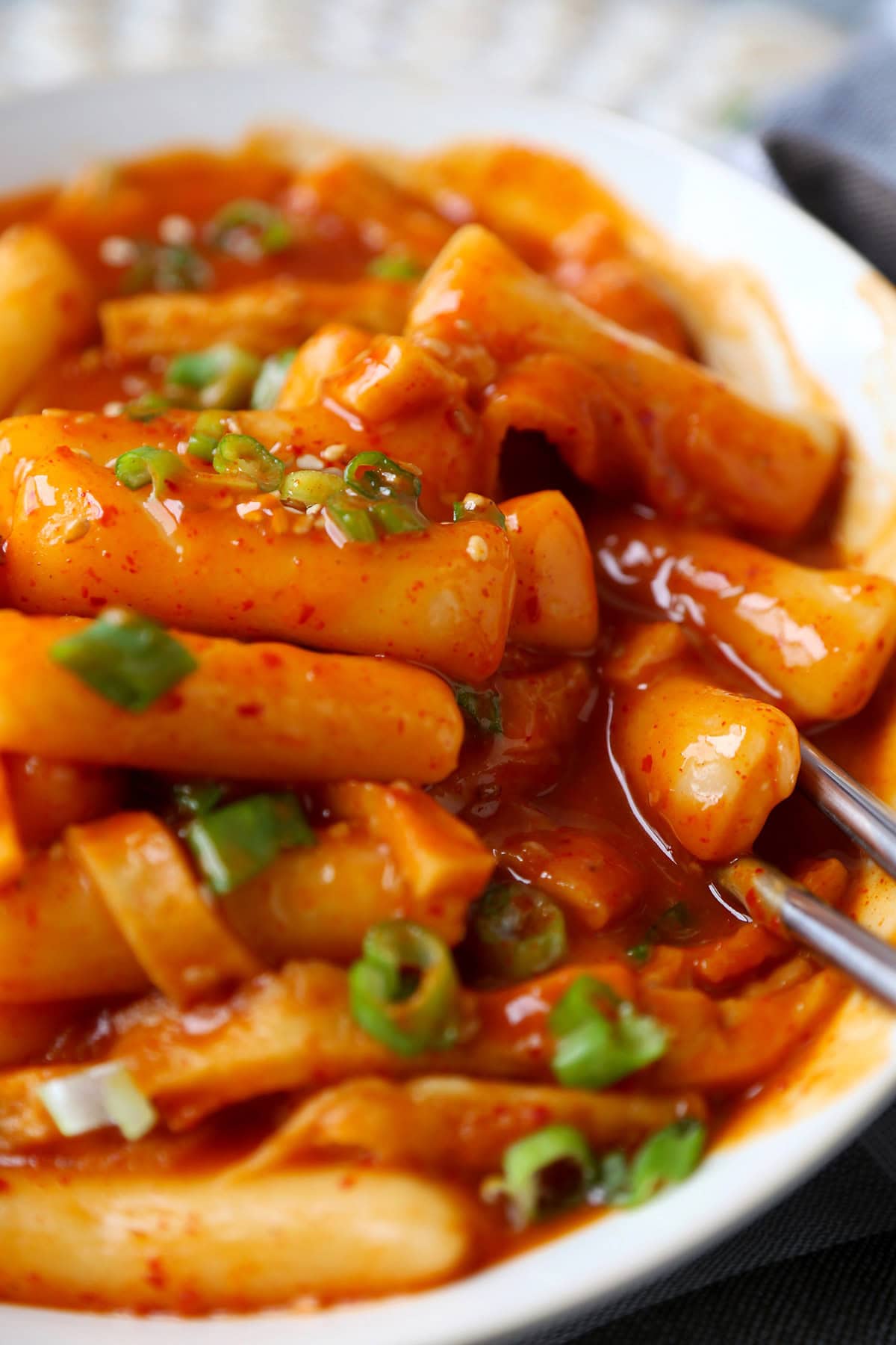 Korean Tteokbokki, Topokki fried rice cake stick in Hot and spicy