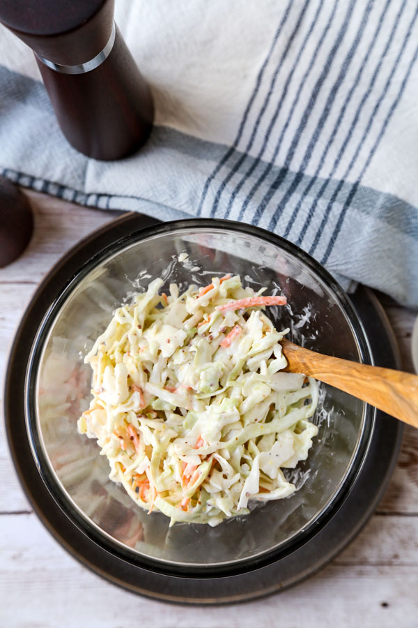 Coleslaw Dressing - Four easy and delicious homemade coleslaw dressing recipes. Vinegar, creamy, no mayo, Asian, with Greek yogurt, apple cider, there is one that's just right for you! #coleslaw #dressingrecipe #pioneerwoman #saladdressing #cabbage #slaw #vegan #nomayo #sidedish | pickledplum.com