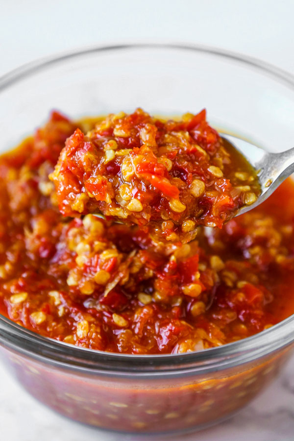 chili garlic sauce in a bowl