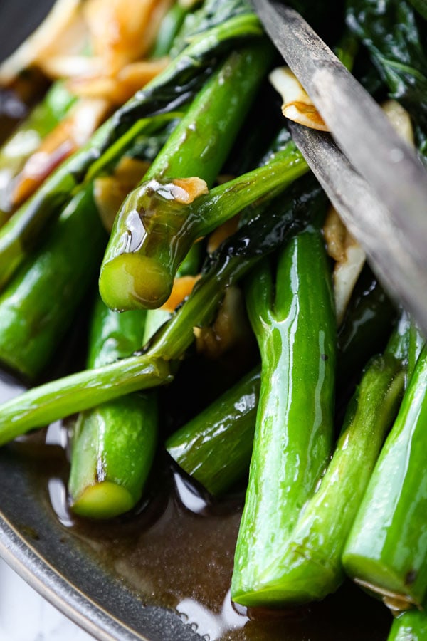 Stir fried Gai lan with garlic and oyster sauce