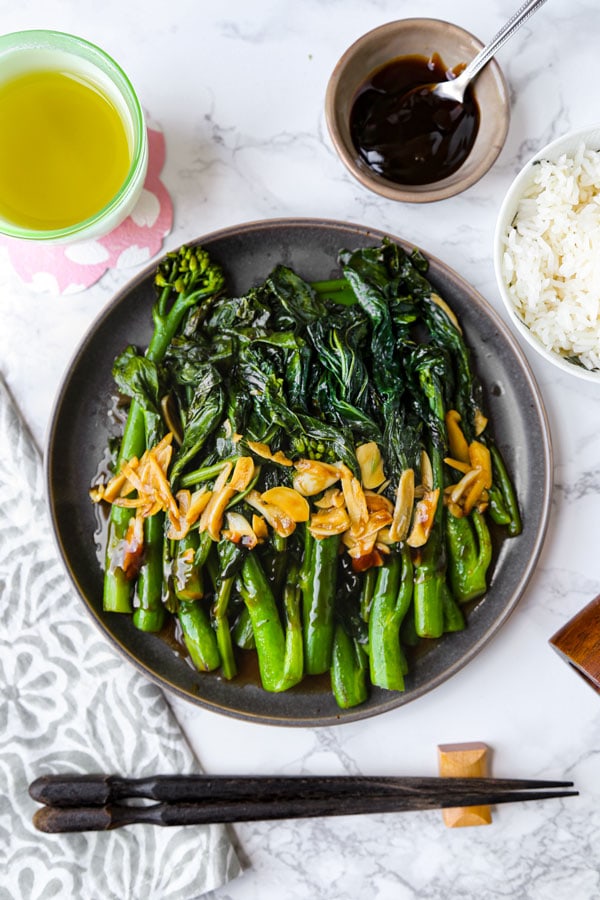 Chinese Broccoli With Garlic Sauce Pickled Plum Food And Drinks