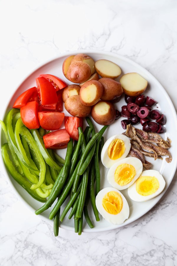 Ingredients for Nicoise salad