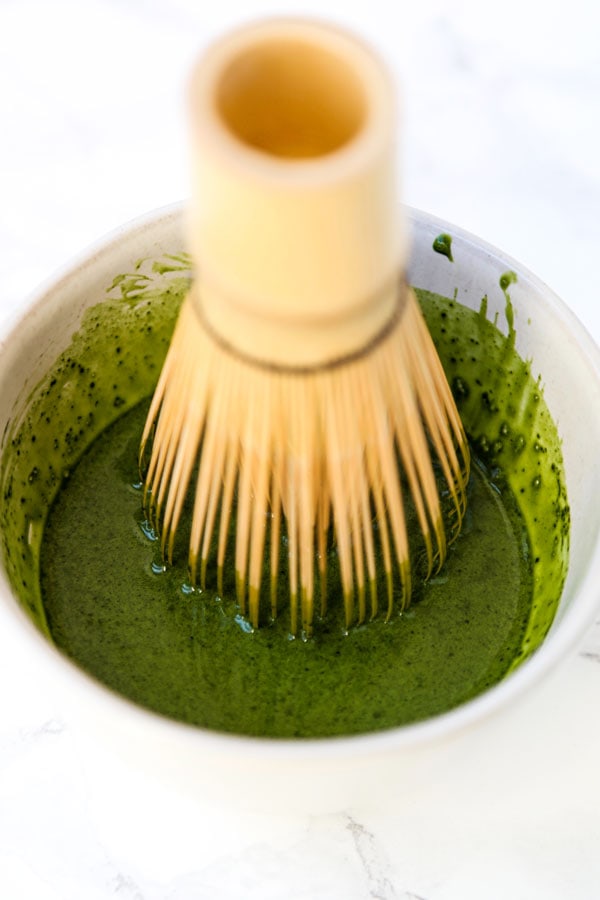 matcha powder with brush