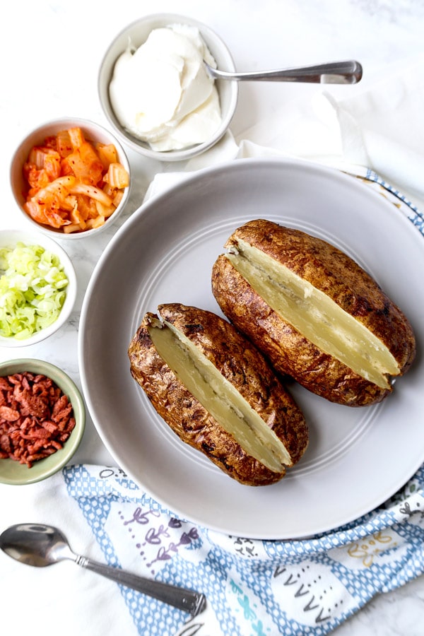 Air Fryer Baked Potato with toppings