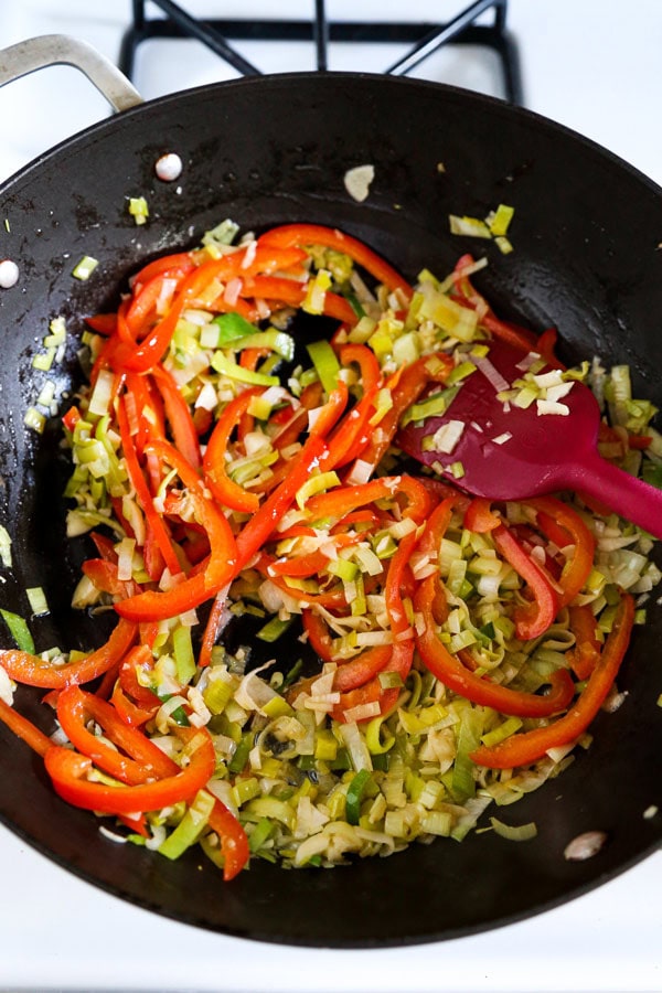 Frying vegetables for fish stew | pickledplum.com