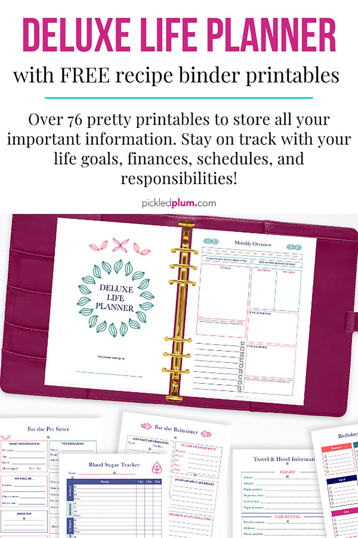 Deluxe Life Planner Printables + FREE Printable Recipe Binder