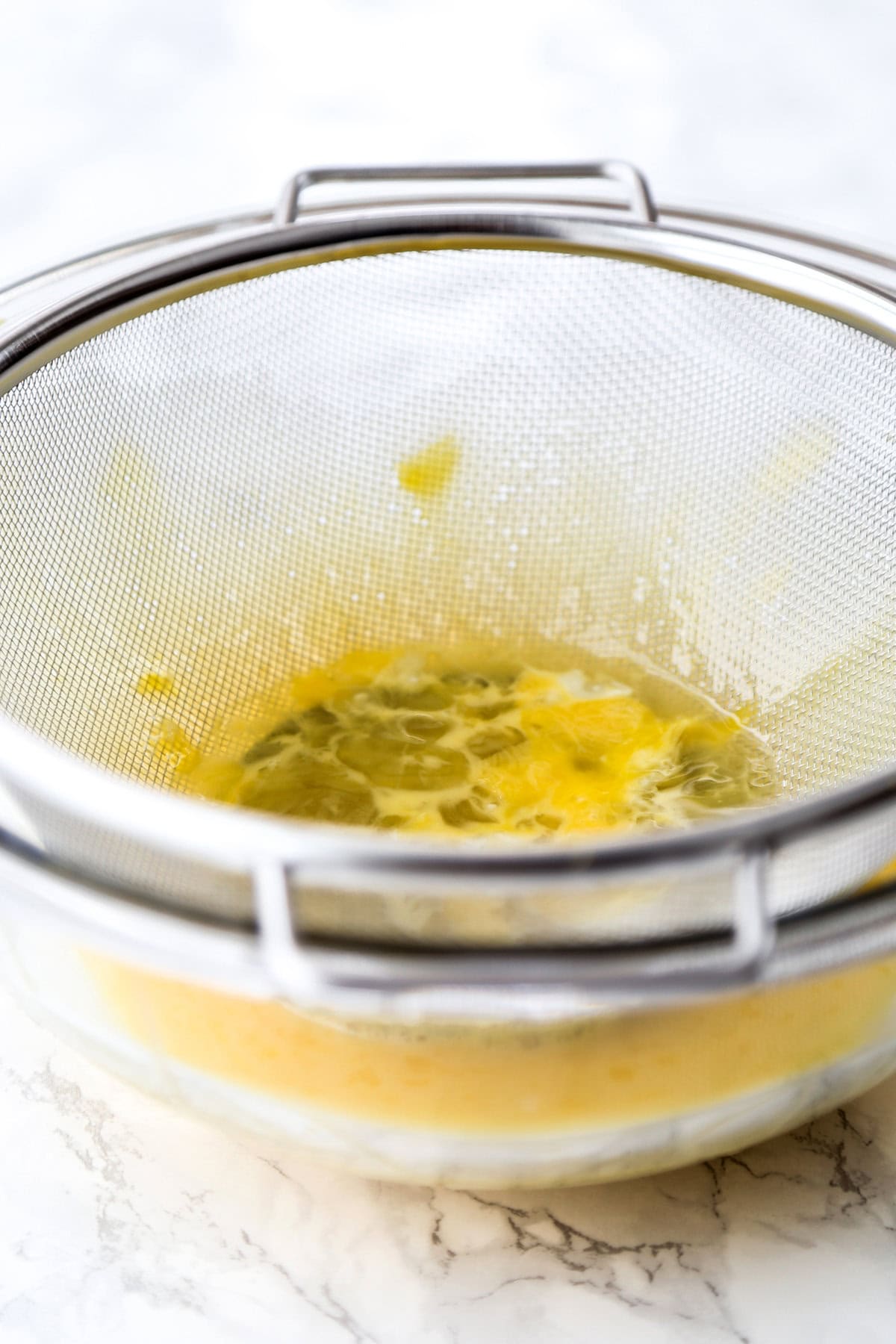 eggs in strainer