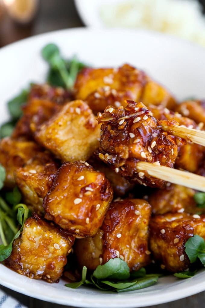 Spicy honey sesame tofu