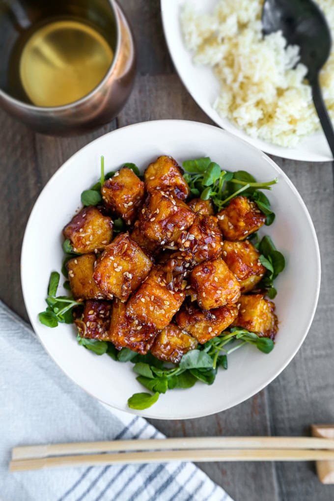 Spicy honey sesame tofu