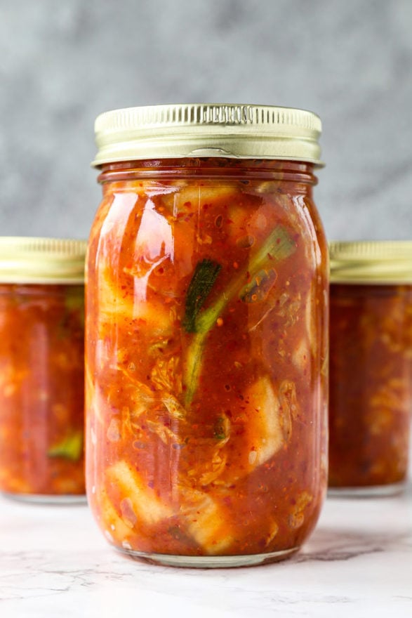 Jar of Vegan Kimchi (napa cabbage) - 김치