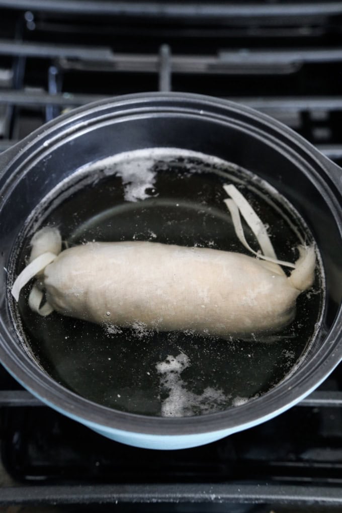 seitan boiling in water