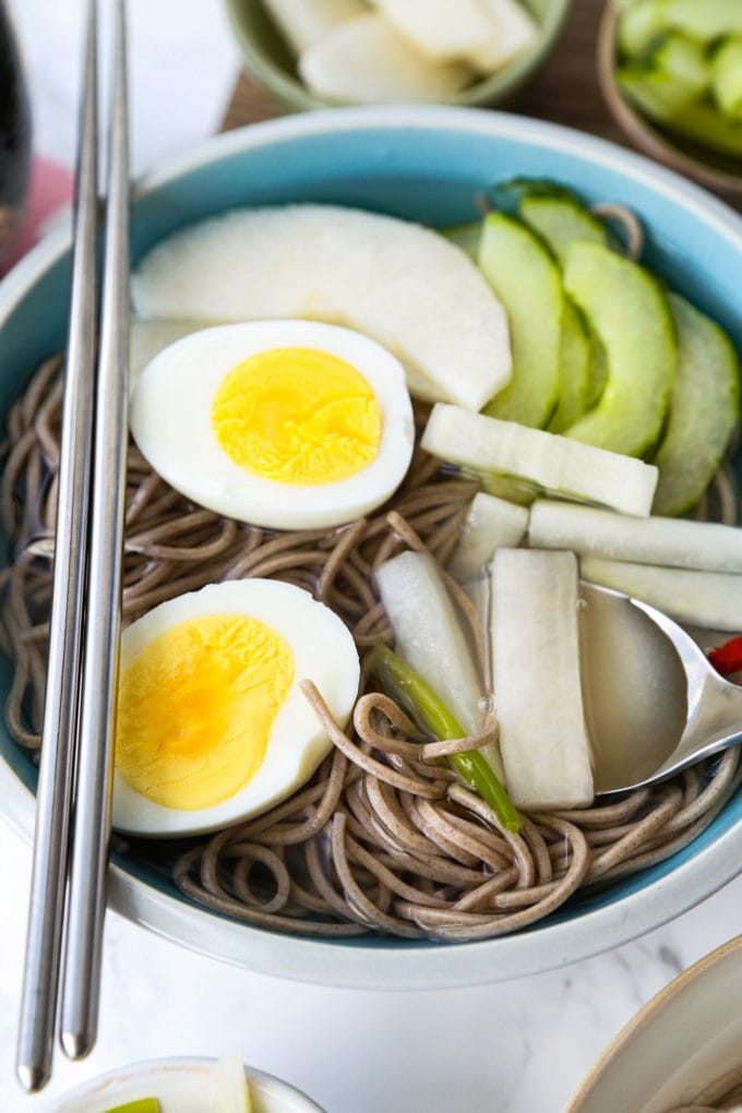 Naengmyeon (Korean Chilled Noodle Soup) 