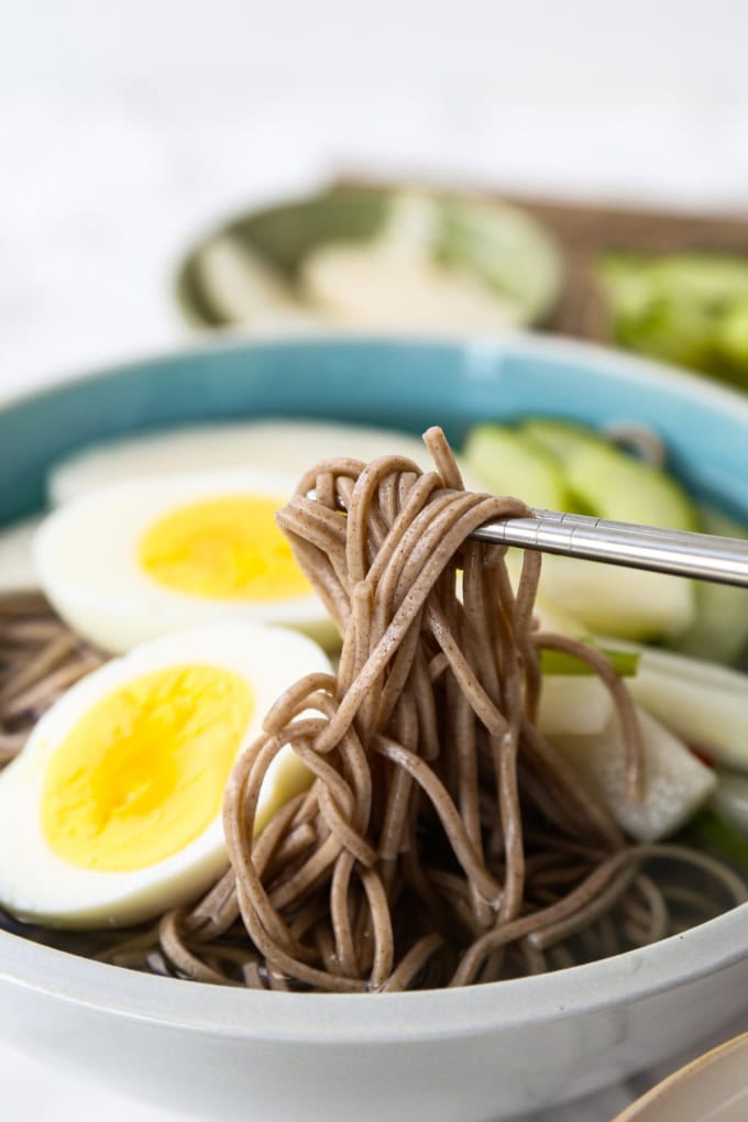 Naengmyeon (Korean Chilled Noodle Soup) 