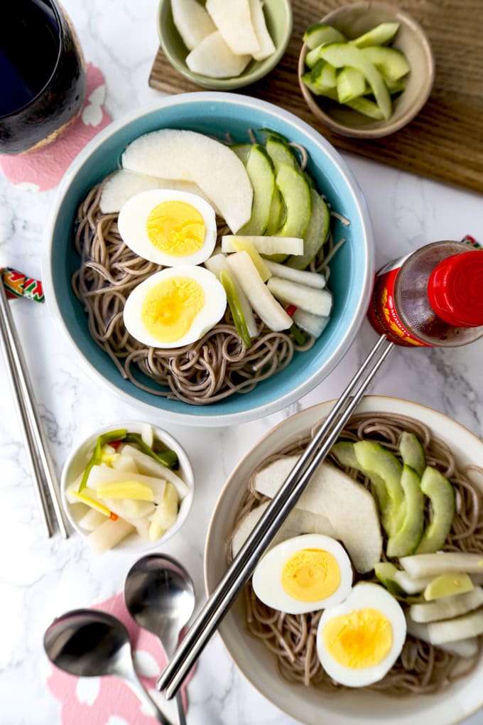 Naengmyeon (Korean Chilled Noodle Soup) 