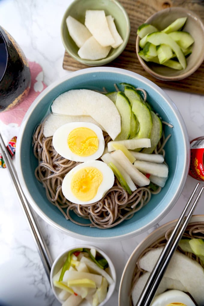 Naengmyeon (Korean Chilled Noodle Soup) 