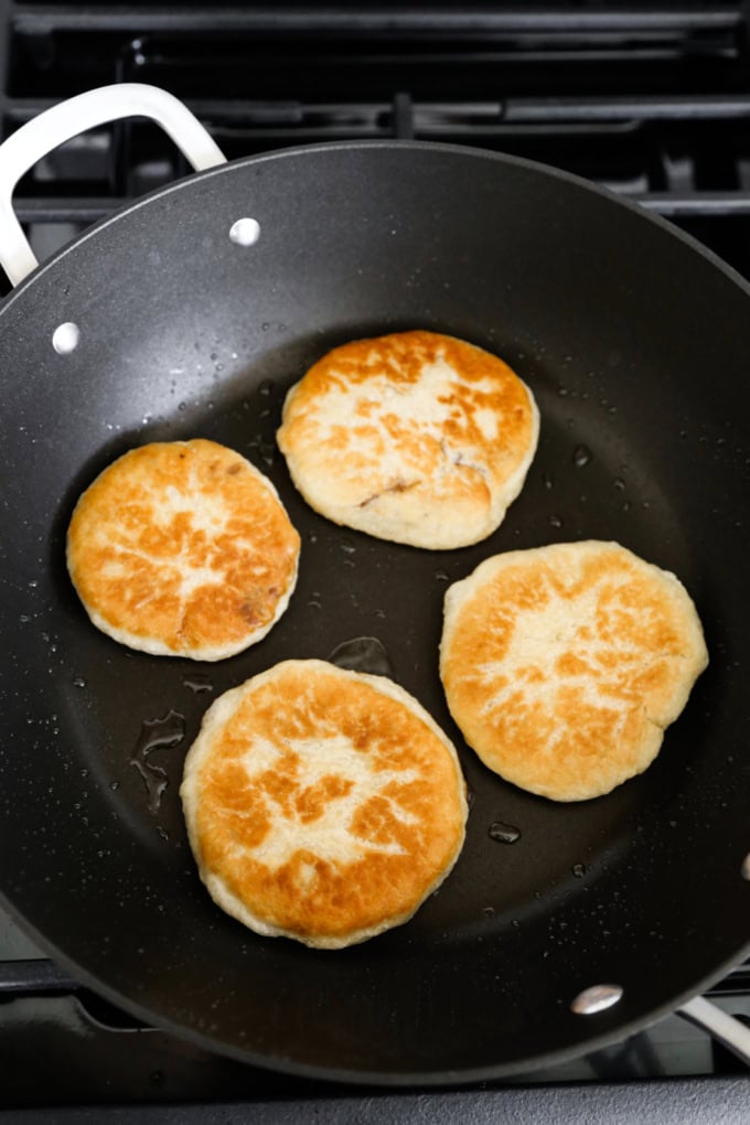 hotteok frying in pan - pickledplum.com