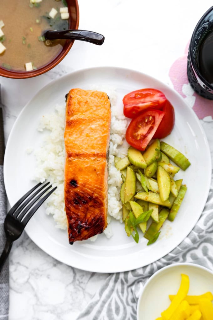 Miso Salmon with rice 