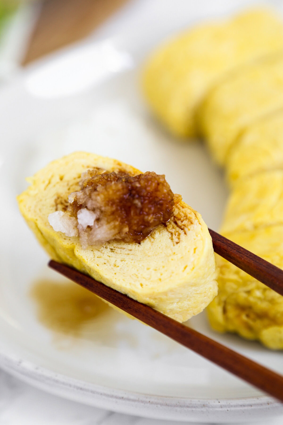 tamagoyaki with daikon and soy sauce