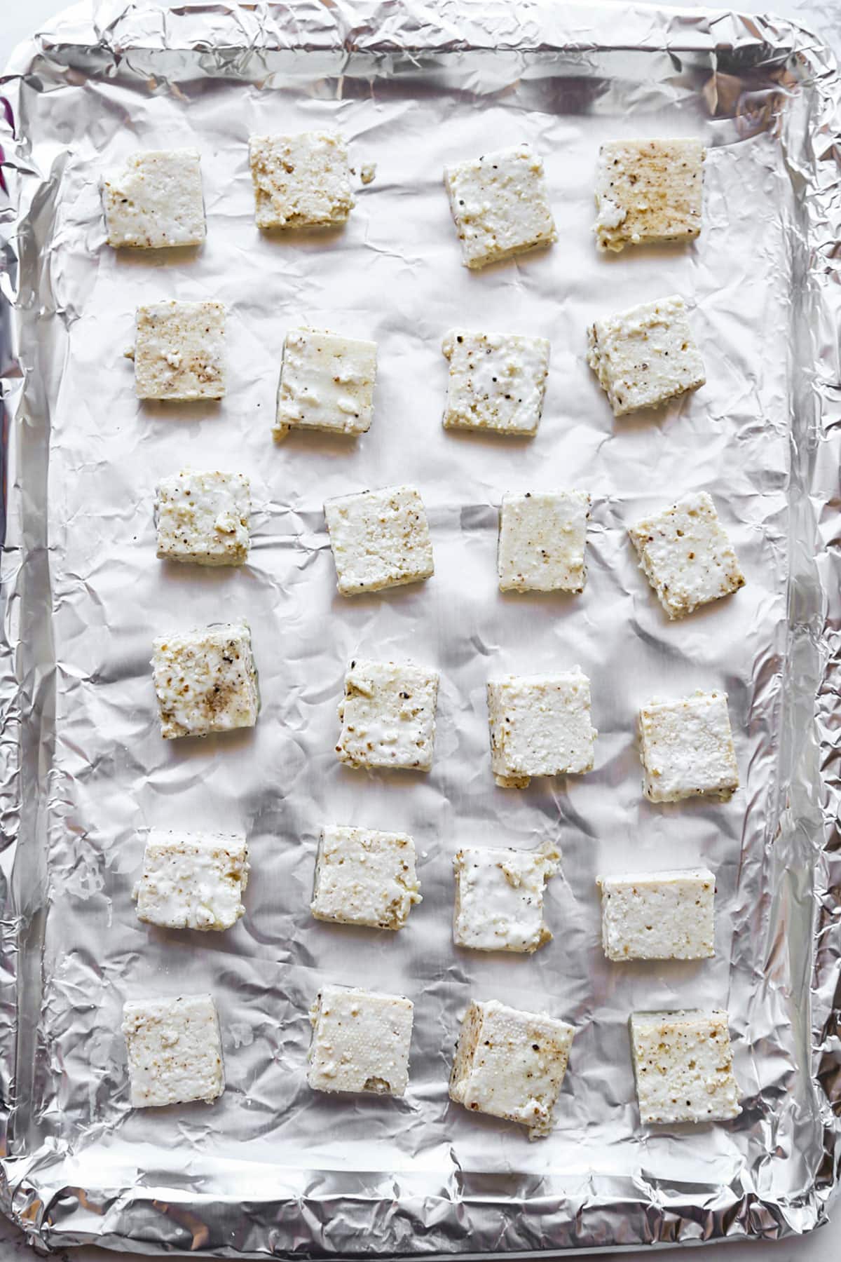 tofu cubes with flour