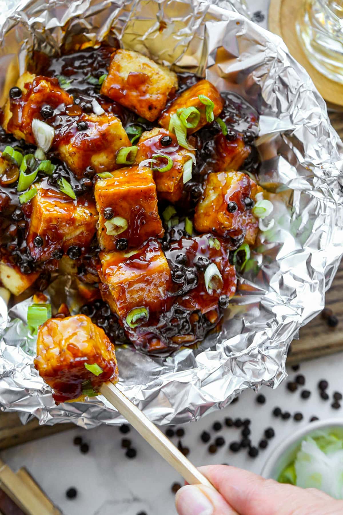 baked tofu with black pepper sauce