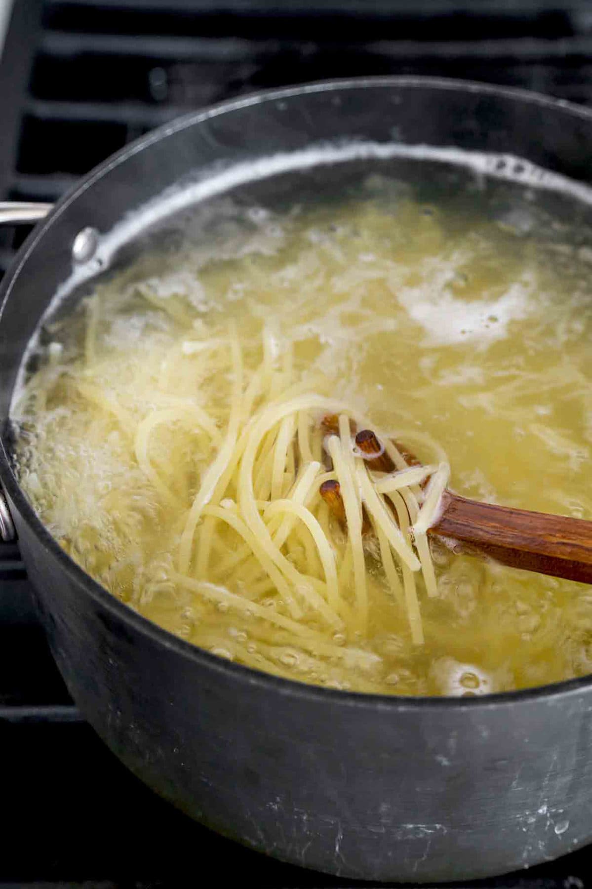 pasta in boiling water