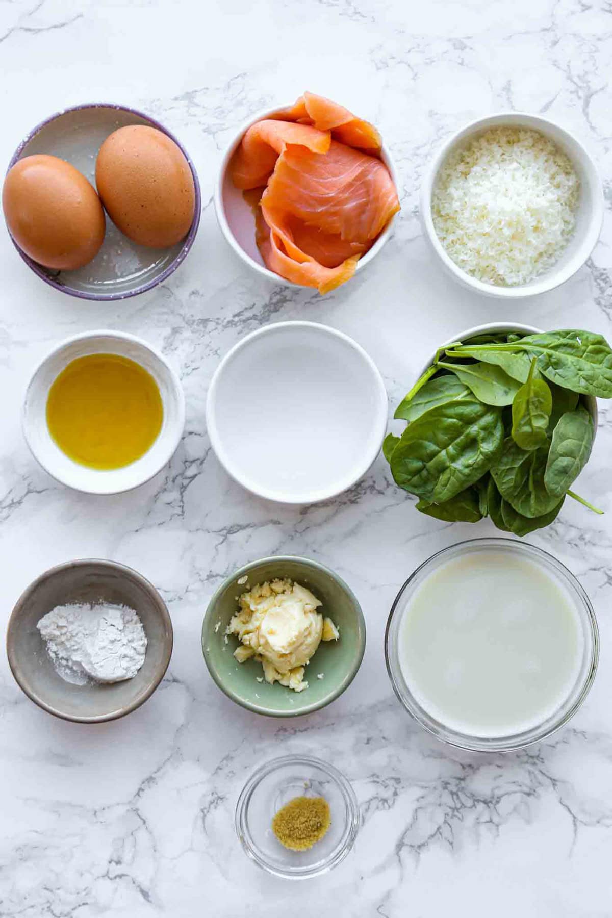 ingredients for smoked salmon omelet