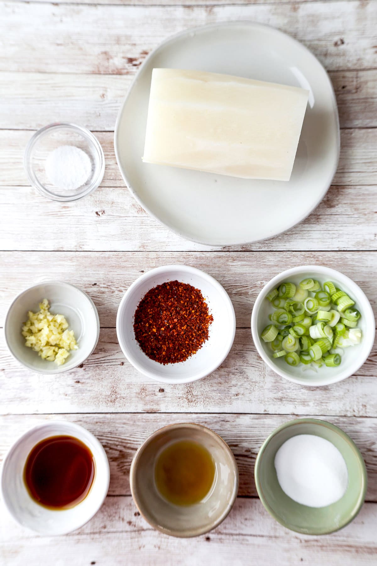Ingredients for Korean Spicy Daikon Radish Salad