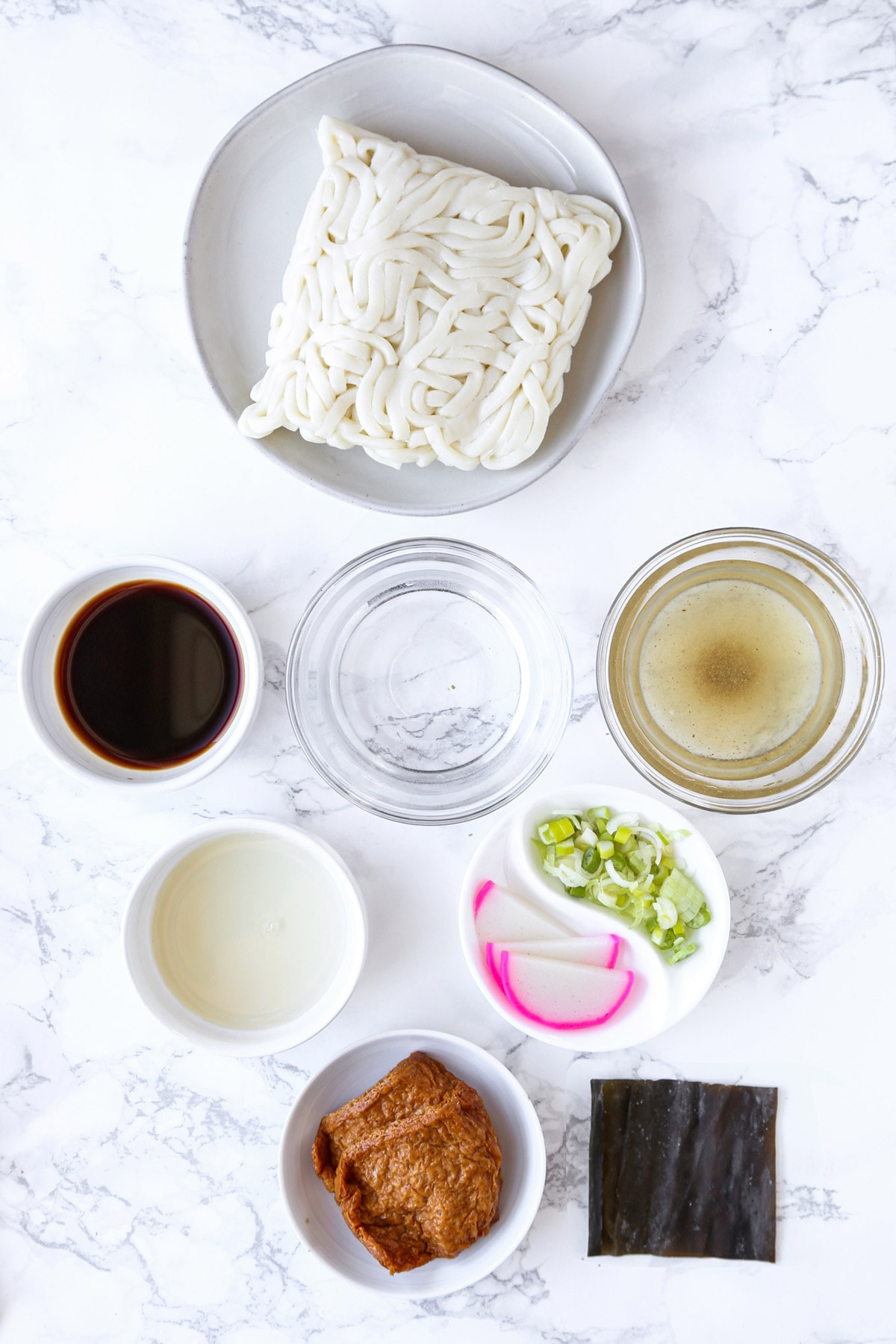 Ingredients for kitsune udon