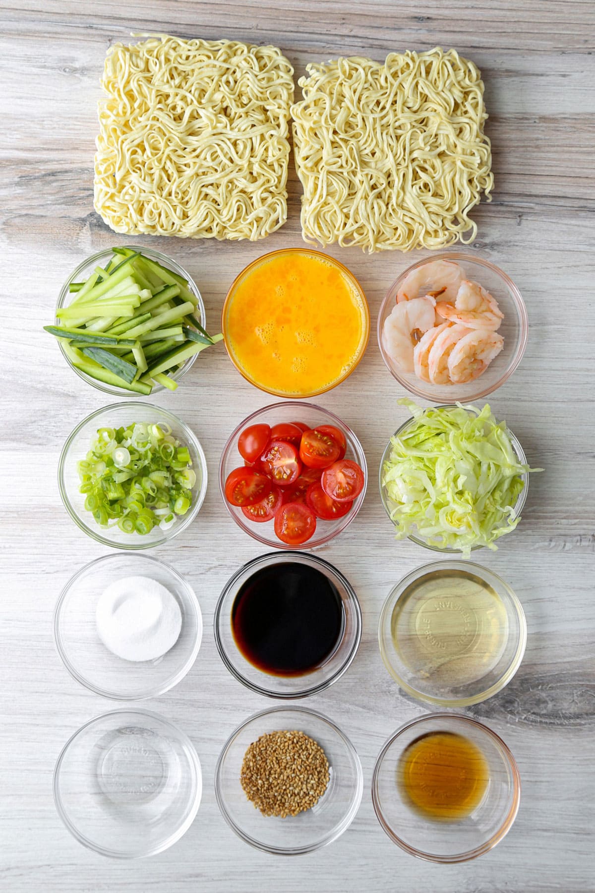 Ingredients for hiyashi chuka