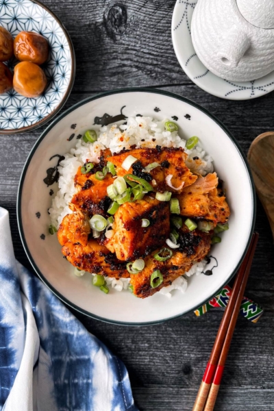 Korean style fish donburi