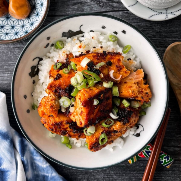 Korean style fish donburi