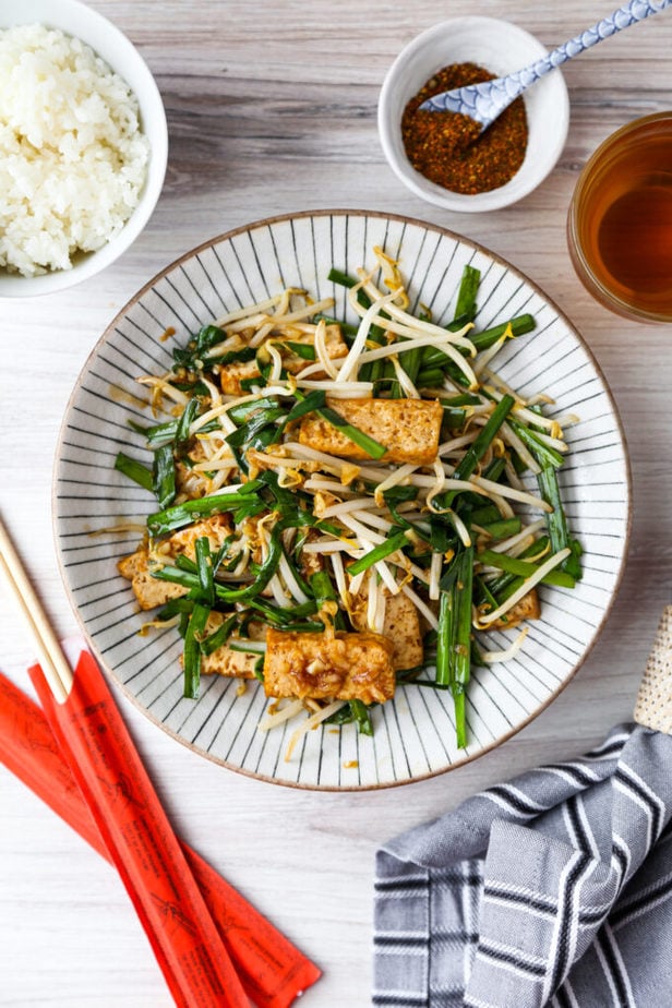 Stir Fried Bean Sprouts with Tofu and Garlic Chives | Pickled Plum ...