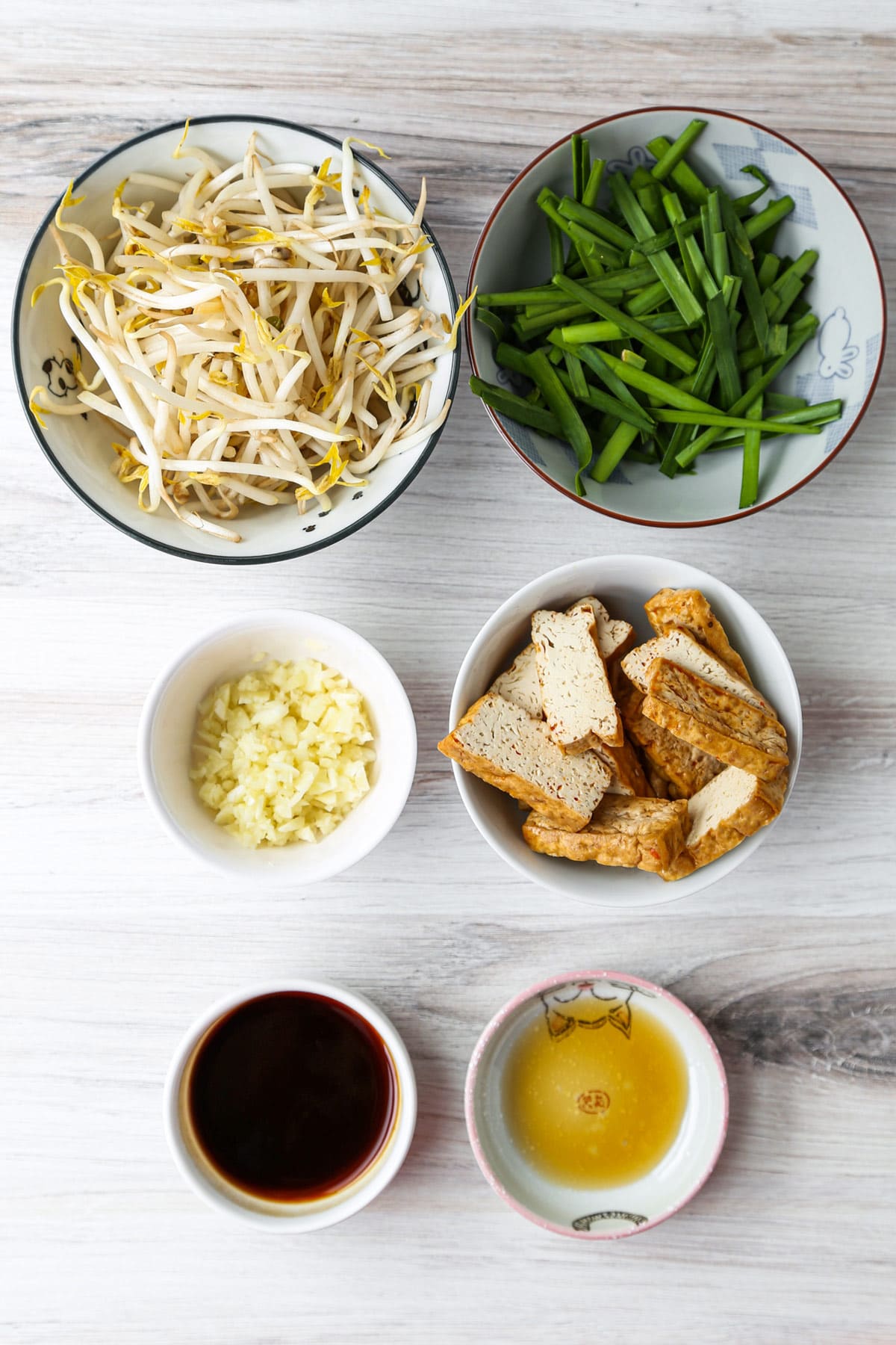 ingredients for bean sprouts tofu stir fry